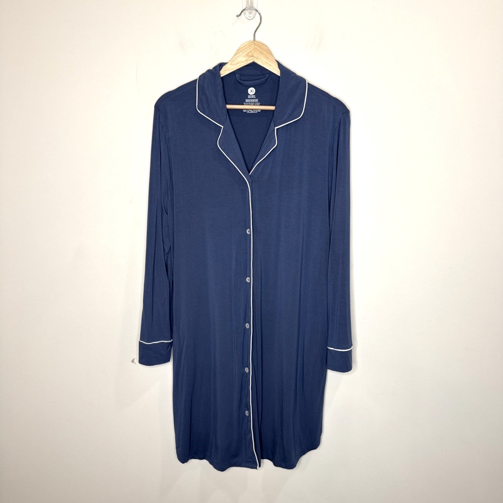 Kindred Bravely Clea Bamboo Nightshirt Gown Blue Soft Comfy Nursing Postpartum M